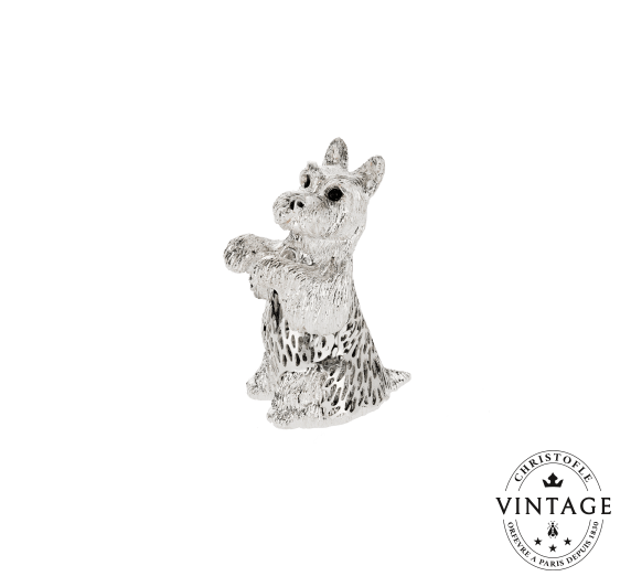Vintage Silvered Standing Scottish Terrier Puppy Lumière d'Argent